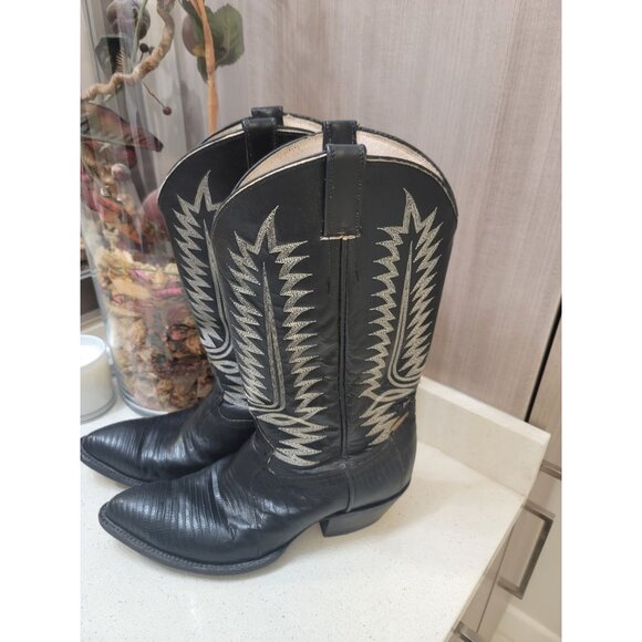 Cowtown USA Cowboy Black Boots Men’s 10.5 D Exotic Western EUC Black - Picture 2 of 10